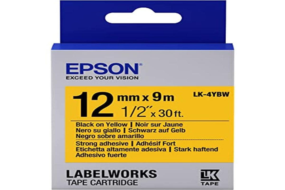 Epson LK-4YBW Schriftband für Etikettendrucker, Schwarz auf Gelb, für LabelWorks LW-1000P LabelWorks
