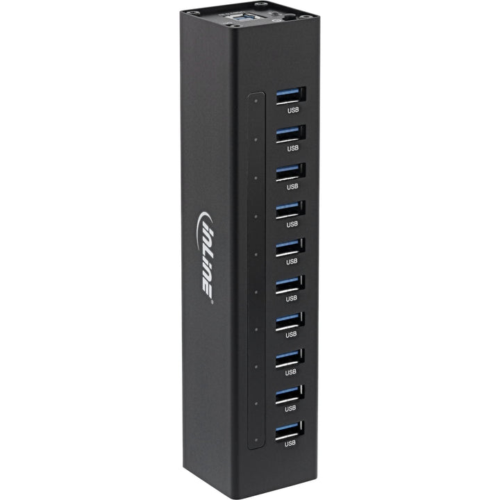 InLine 35395C USB 3.0 Hub, 10 Port, Aluminiumgehäuse, schwarz, mit 4A Netzteil Single, Single