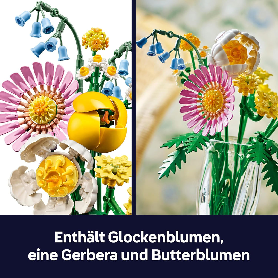 LEGO Botanicals Kleiner Sommerstrauss - Kunstblumen Set mit Glockenblumen, Gänseblümchen, Tulpen & m