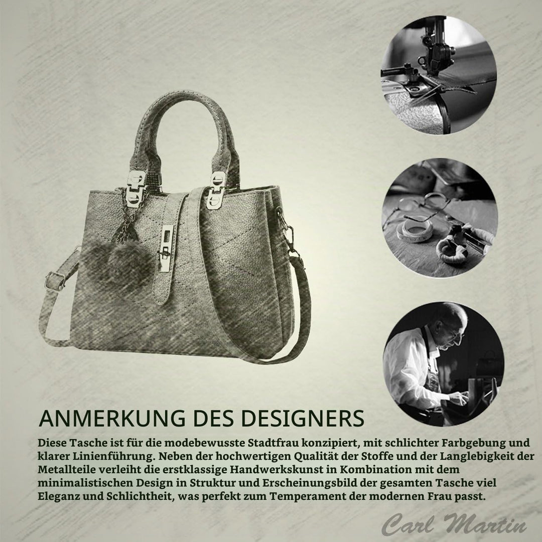 NICOLE &amp; DORIS 2024 Neue Frauen Tasche Damen Leder Handtasche Mode Umhängetasche Mit Pompon abnehmba