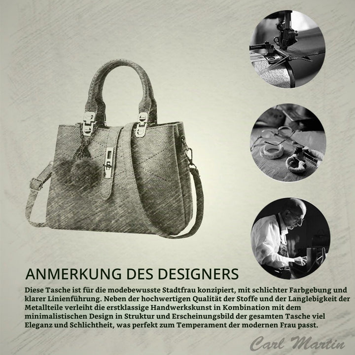 NICOLE &amp; DORIS 2024 Neue Frauen Tasche Damen Leder Handtasche Mode Umhängetasche Mit Pompon abnehmba