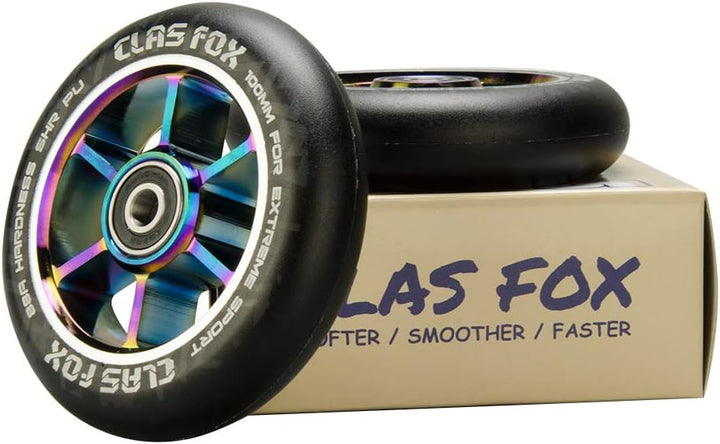 CLAS FOX Pro Stunt Scooter Rollen Roller Räder Wheels 100mm EIN Paar mit ABEC-9 Kugellager CNC Metal
