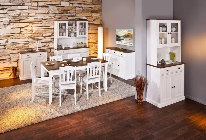 Set mit 2 Stühlen aus massivem Buchenholz mit weissem Finish