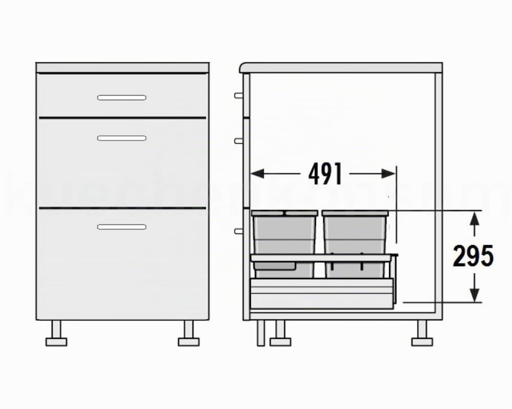 Hailo Abfallsammler 3620631 Einsatz | Separato K Mülleimer Einsatz | für 60cm Schrankauszug | 3fach