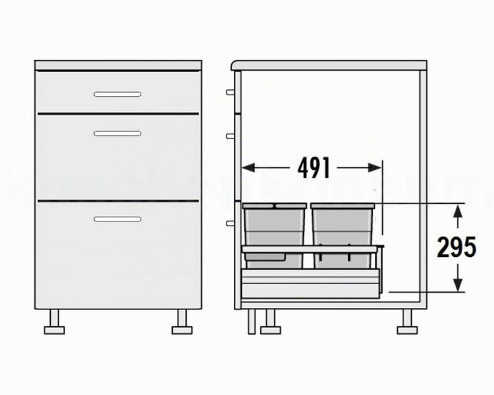 Hailo Abfallsammler 3620631 Einsatz | Separato K Mülleimer Einsatz | für 60cm Schrankauszug | 3fach