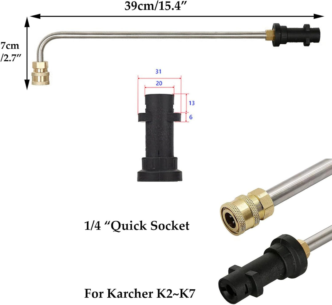 Hochdruckreiniger Verlängerungsstab Lanze für Kärcher K2 K3 K4 K5 K6 K7, 90° abgewinkelte Sprühlanze
