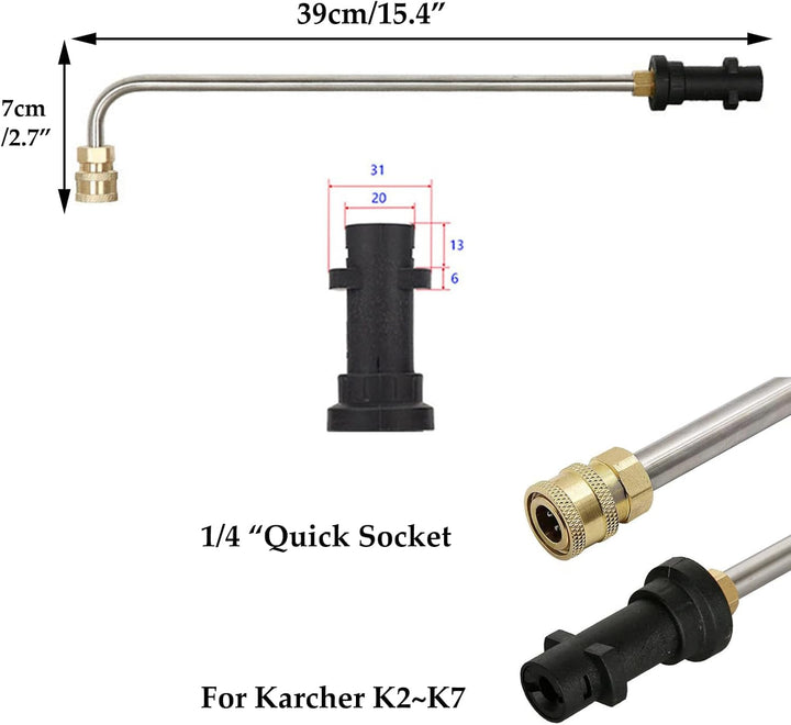 Hochdruckreiniger Verlängerungsstab Lanze für Kärcher K2 K3 K4 K5 K6 K7, 90° abgewinkelte Sprühlanze