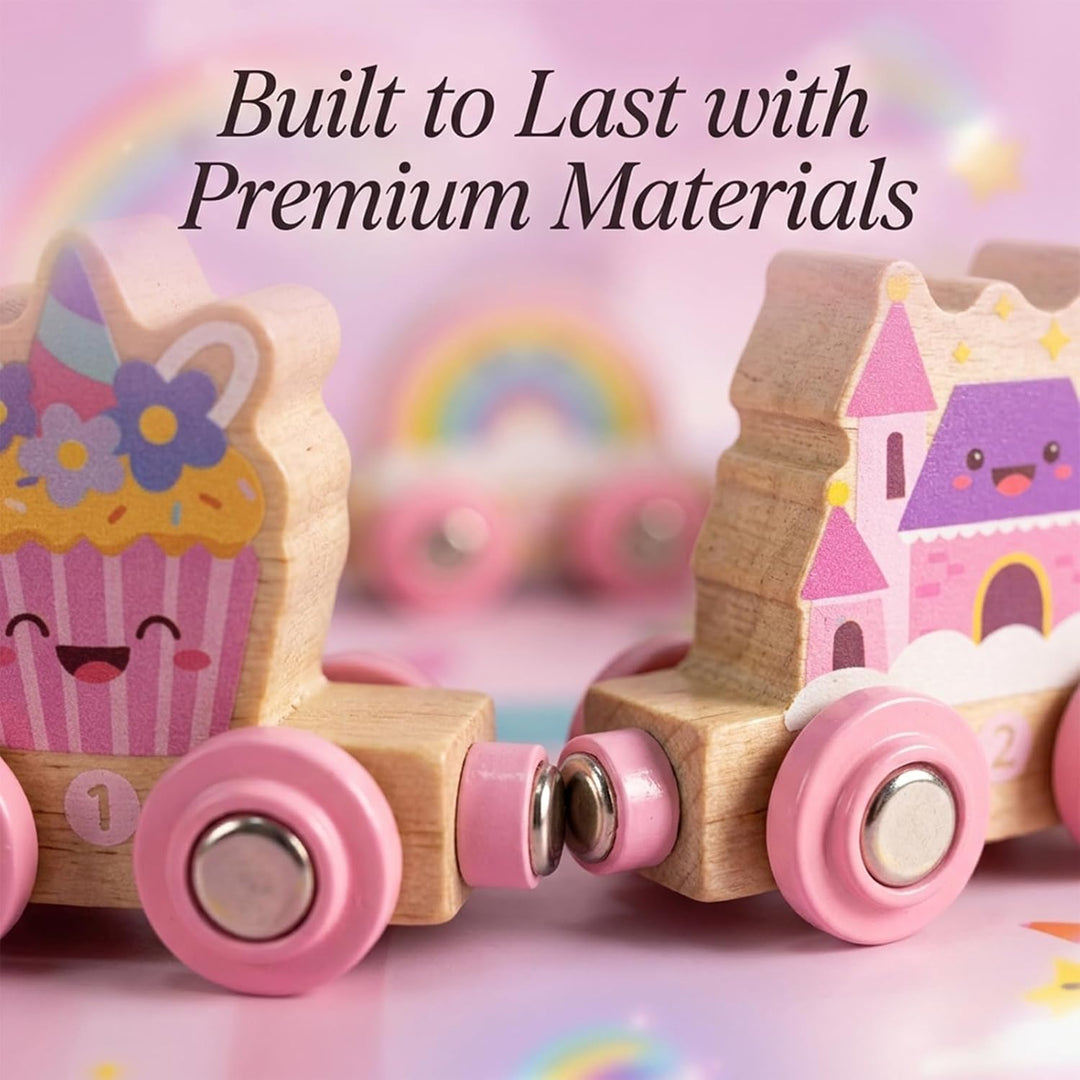 Einhorn Geschenke für Mädchen 1 2 3 4 Jahre: Magnetic Zug Holzspielzeug Prinzessin, Montessori Lerns