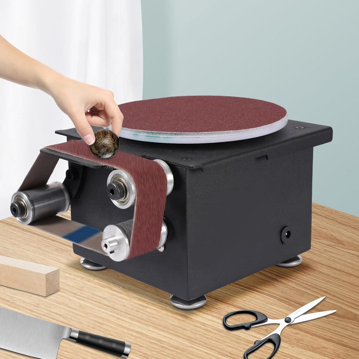 Mini Band und Tellerschleifer 100 W mit 7 Stufen für Holz und Metall | 3 in 1 Schleifer mit 30 mm Ba