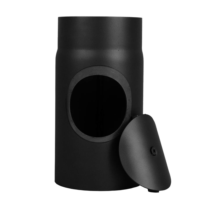 LANZZAS Ofenrohr 250 mm mit Tür, im Durchmesser DN 130 mm, Farbe: schwarz - weitere Rohre aus unsere