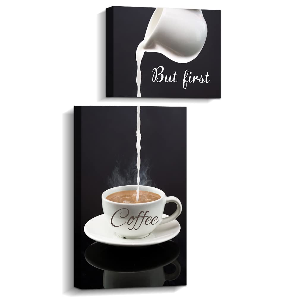 Coffee Bar Wanddekoration für Küche – But First Coffee Schild – Küche Leinwand Wandkunst für moderne