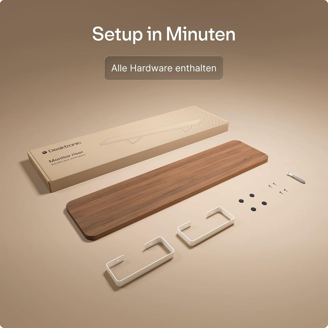 Desktronic Monitorstaender – Ergonomische Monitorerhoehung, 114 x 28 x 12,8 cm, 30 kg, 1-2 Monitore,