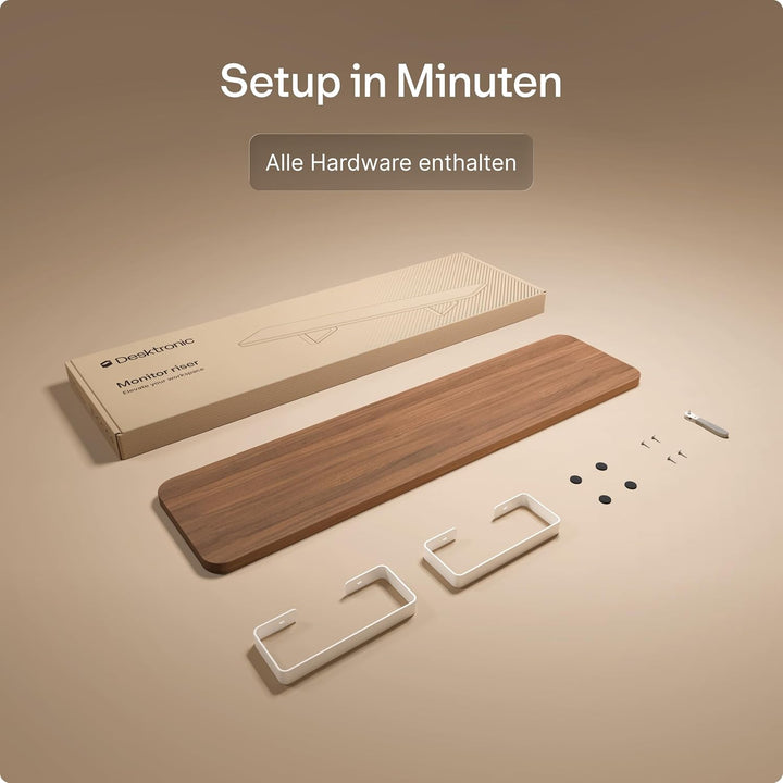 Desktronic Monitorstaender – Ergonomische Monitorerhoehung, 114 x 28 x 12,8 cm, 30 kg, 1-2 Monitore,