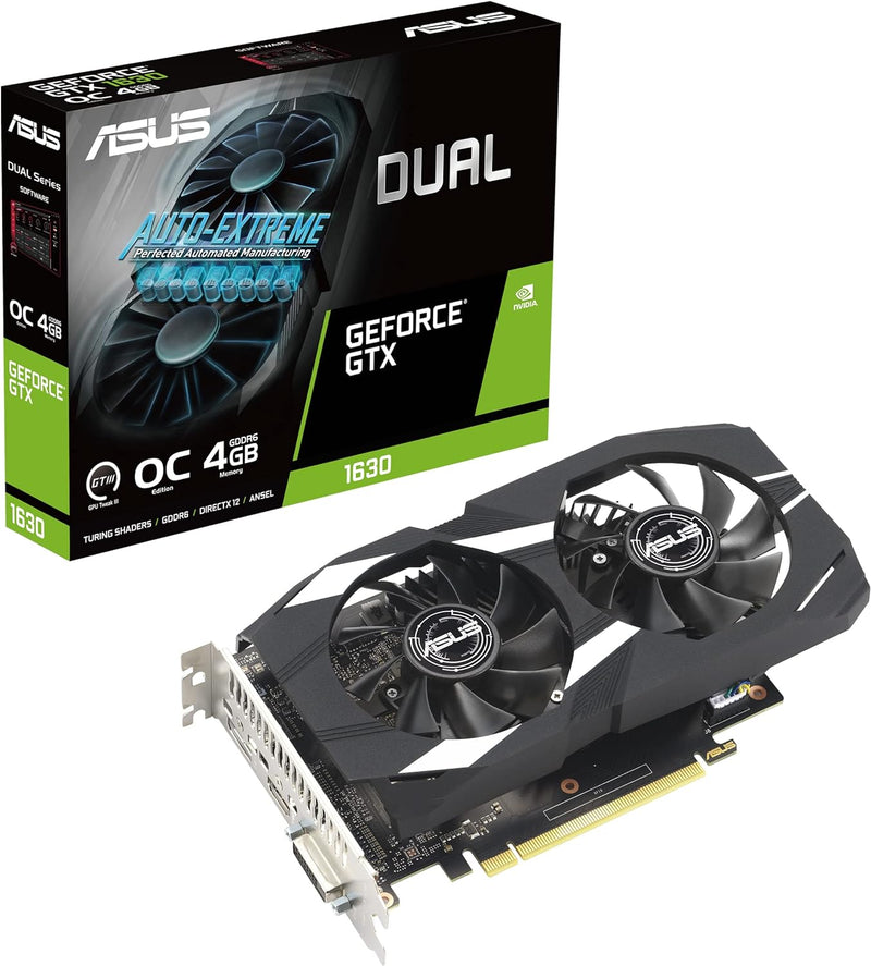 ASUS Dual GeForce GTX 1630 OC Edition 4GB GDDR6 Gaming Grafikkarte (NVIDIA Turing Architektur, 4GB G