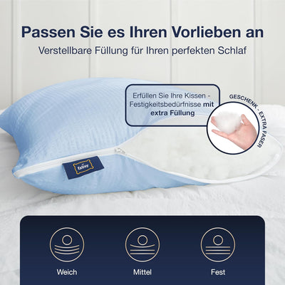 Fabsy Kissen 60x60 füllung – Luxuriöses Weiches Kühlendes Kopfkissen - Bett Kissen - Kissen inlett 6