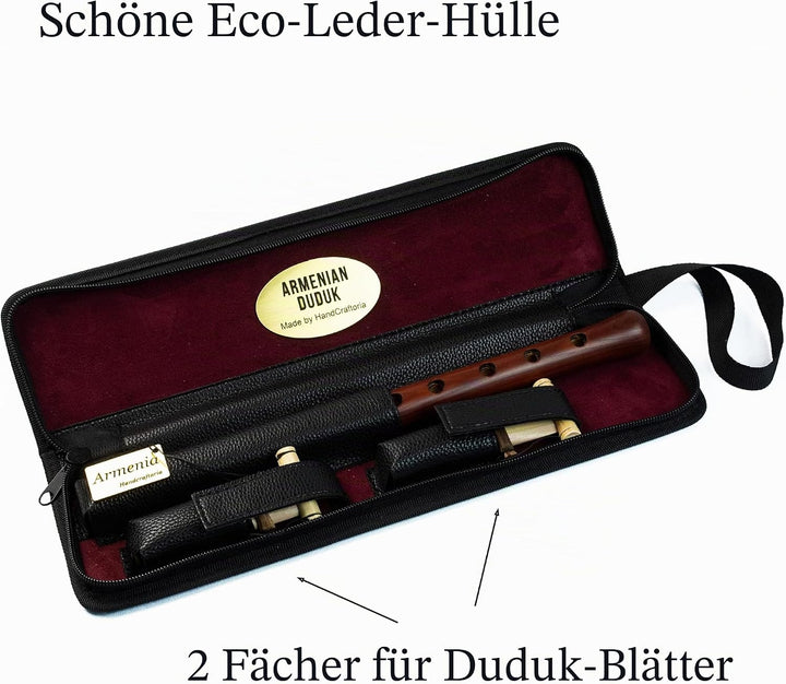 Armenisches Duduk-Instrument aus Aprikosenholz mit Öko-Ledertasche