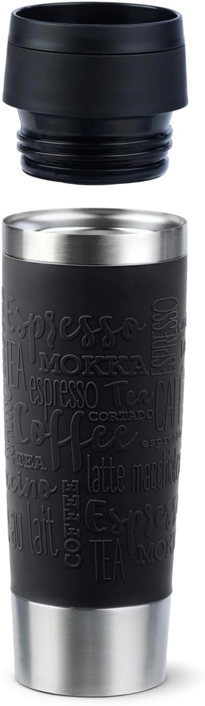 Emsa N20220 Travel Mug Classic Isolierbecher 0,5 Liter | neuer Komfort-Schraubverschluss | Edelstahl