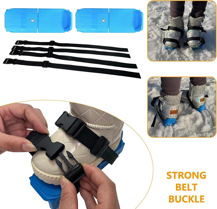 Schlittschuhe für Klein, Verstellbare Schlittschuhe, Doppelrutschen Gleitschuhe Schneegleiter mit Zu