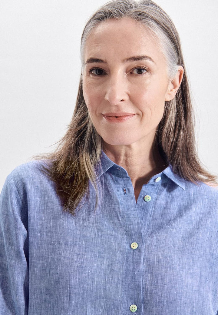 Seidensticker Damen Kleid - Midi Kleid - Blusenkleid - Hemdblusenkragen - Langarm - 100% Viskose 42