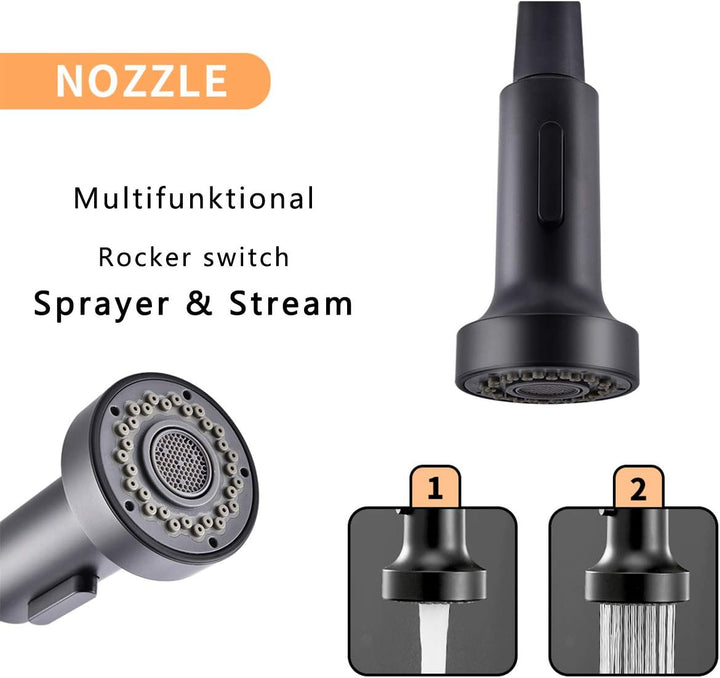 TIMACO Schwarz Niederdruck Küchenarmatur 360° Drehbar Mischbatterie Küche Kommerzielle Einhand-Spüle