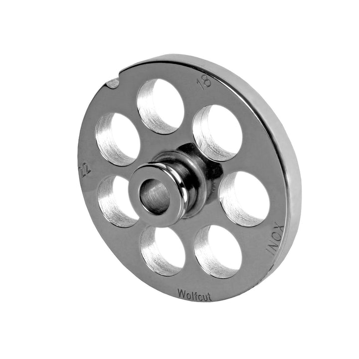 Wolfcut INOX Lochscheiben mit Nabe kompatibel mit Fleischwolf Bizerba FW82T / 22 (18,0 mm), 18,0 mm