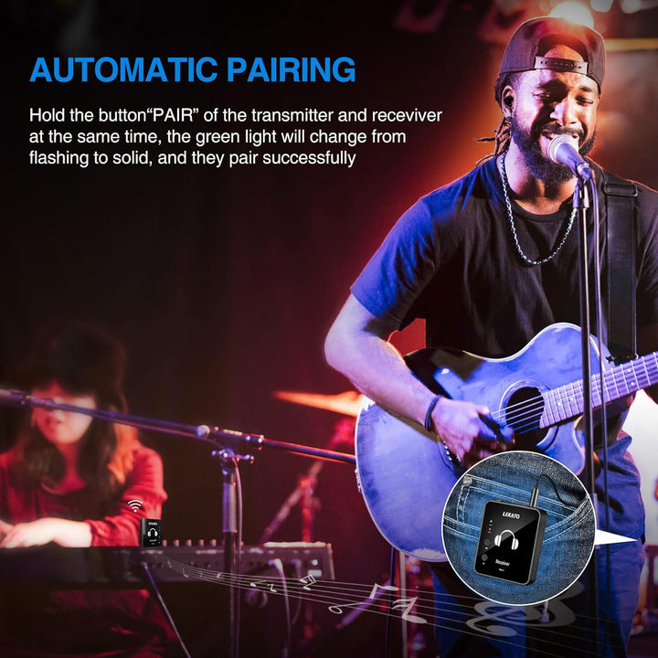 MS-1 Drahtloses In-Ear Monitoring, LEKATO Professionelles kabelloses 2.4G Stereo IEM-System mit Send