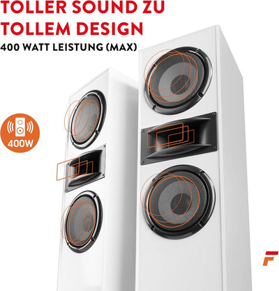 Fenton SHF700W - HiFi Lautsprecher Stereo Set für Ihre Heimkino HiFi Anlage, 400 Watt Standlautsprec