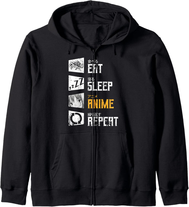 Essen Schlafen Anime Wiederholen Japan Ramen Manga Anime Kapuzenjacke