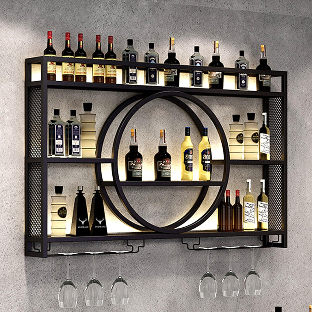 Generisch Modernes Weinregal Wand aus Metall, Bar Regal mit Glasregal, Wandmontage Wine Display-Stän