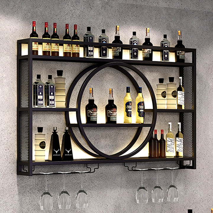 Generisch Modernes Weinregal Wand aus Metall, Bar Regal mit Glasregal, Wandmontage Wine Display-Stän