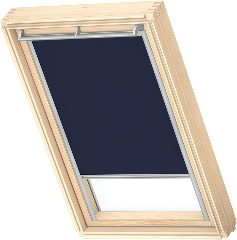 VELUX Original Dachfenster Verdunkelungsrollo für MK04, Dunkelblau, mit Grauer Führungsschiene