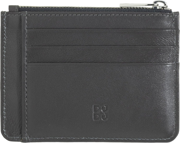 DUDU Kreditkartenetui aus echtem Leder Geldscheinfach mit Reissverschluss Anthracite Mosaic, Anthrac