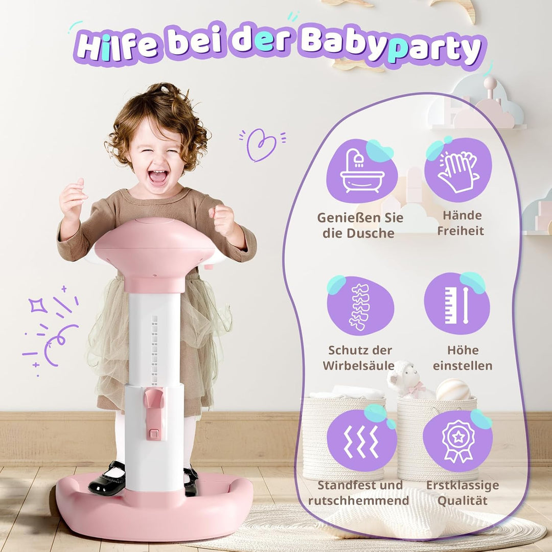 COOSEYA Baby Badewanne Stand – Einstellbarer Baby-Duschständer mit AntiRutsch-Basis, Hug Badeturm fü