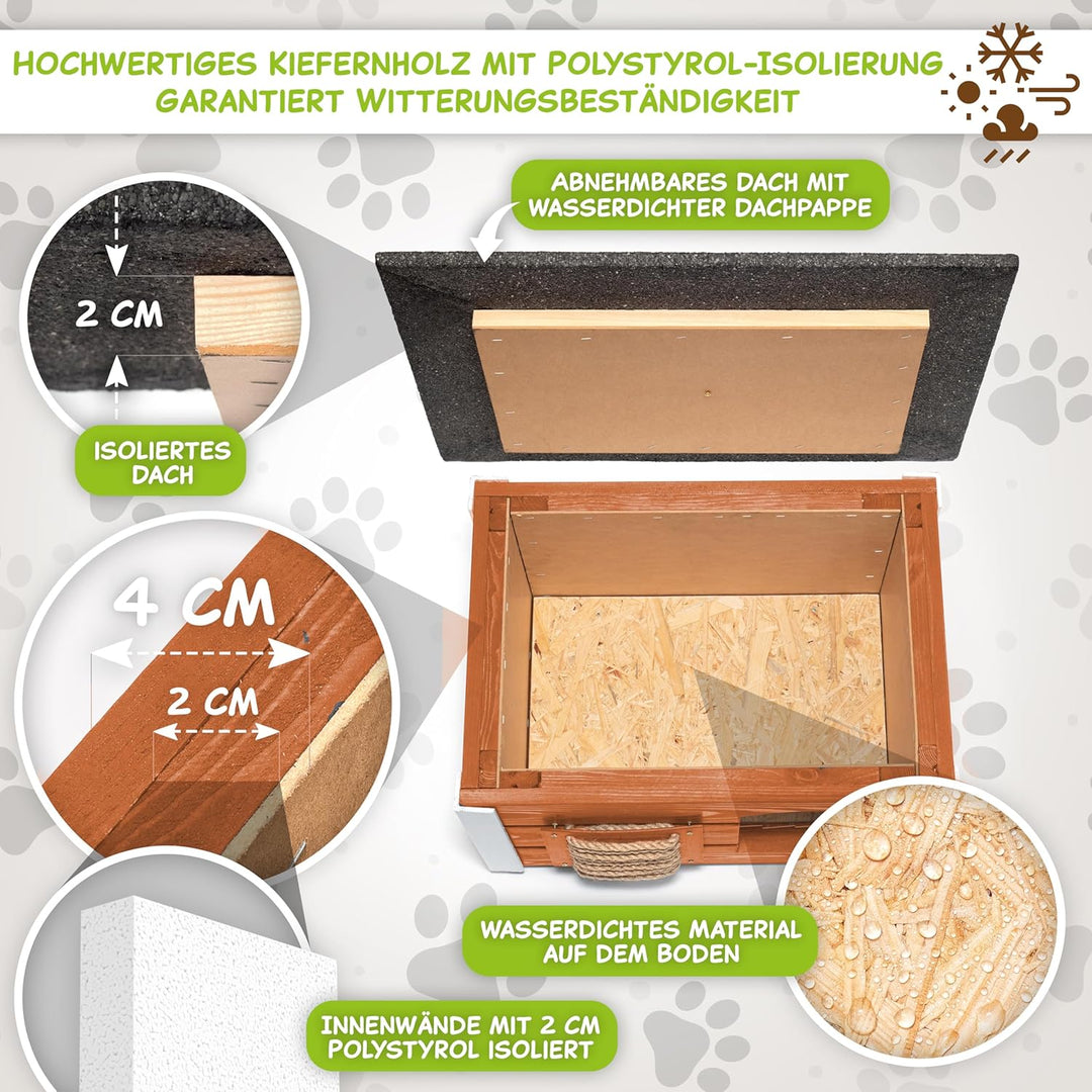 Outentin Katzenhaus Outdoor Winterfest - Katzenhäuschen für Draussen - Isolierte Schutzhütte - Wasse