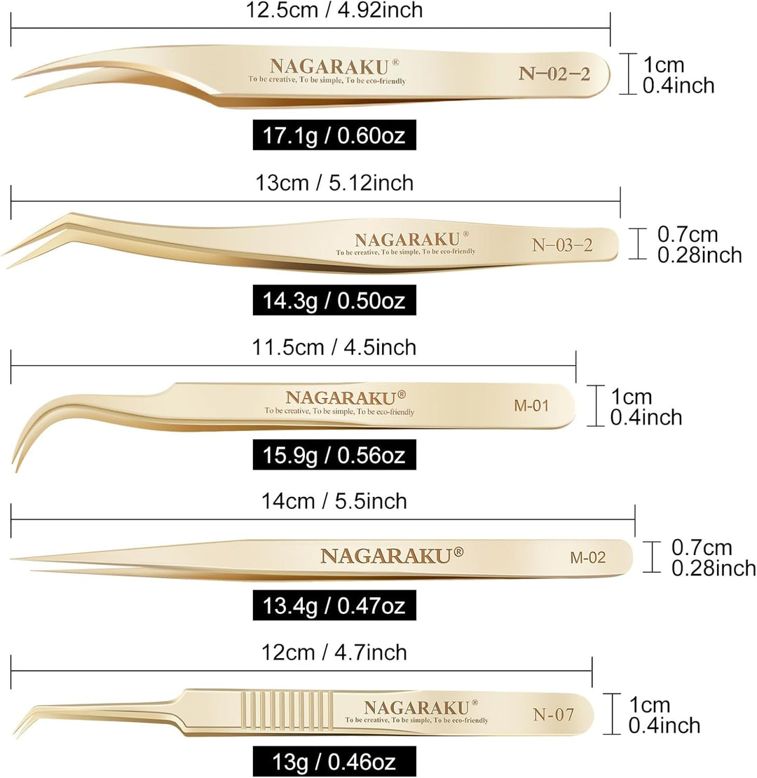 NAGARAKU Wimpernpinzette für Wimpernverlängerung Professionelle Präzisionspinzette Volume Eyelash Ed