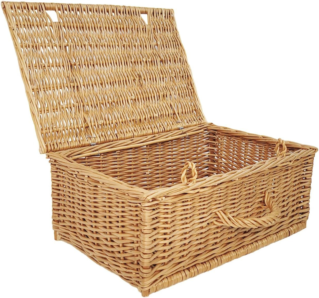 weeco Retro-Stil Korbkoffer Set 2 Stück. Weidenkorb 50cm und 40cm, Aufbewahrungskorb Geflochten. Org