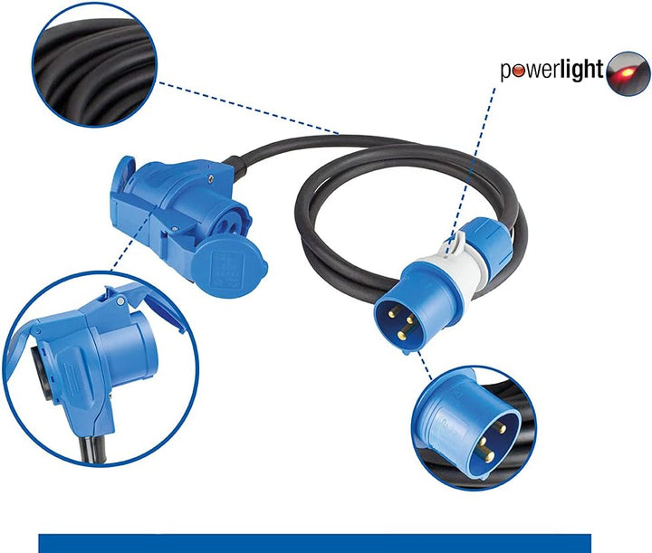 as - Schwabe CEE Outdoor Verlängerungsleitung 1,5m mit neuer powerlight Spannungsanzeige, CEE-Stecke