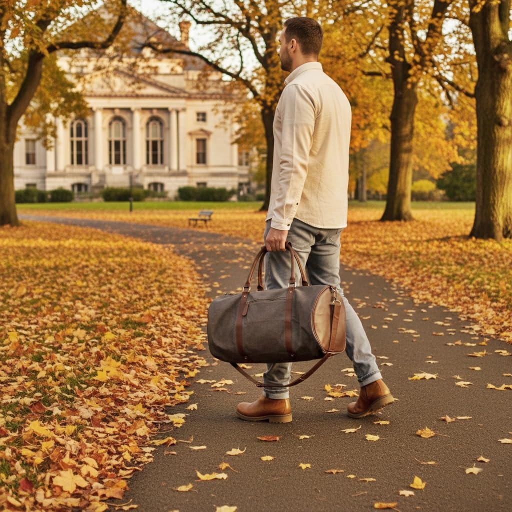 LECONI Reisetasche für Damen & Herren Ledertasche Weekender gross Sporttasche Männer + Frauen Handge