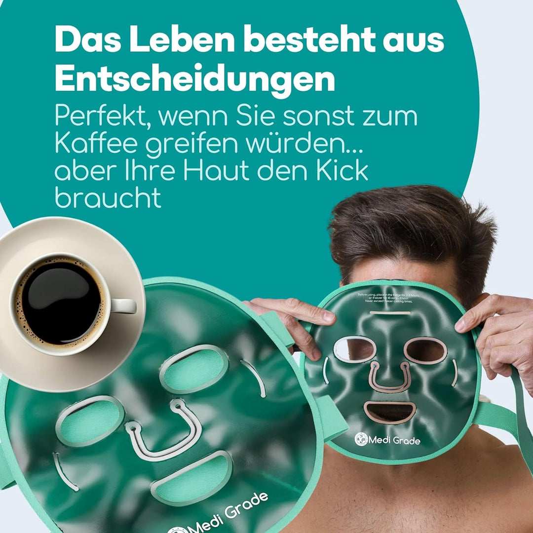 Medi Grade Kühlmaske Gesicht und Kühlende Augenpads – Augenmaske Kühlend mit Geltechnologie, Gesicht
