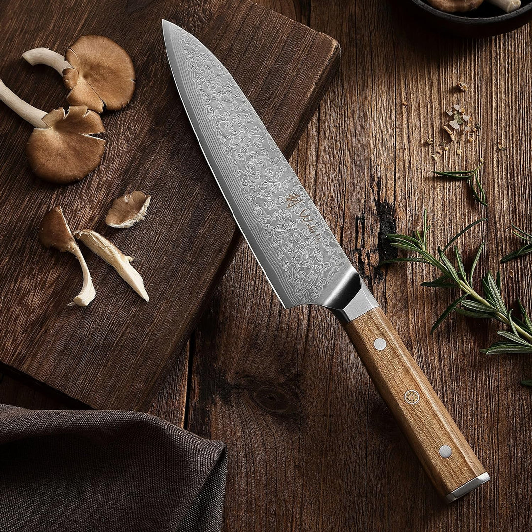 Wakoli Oribu Messer Küchenmesser 20 cm Klinge – Kochmesser aus 67 Lagen Damaststahl mit VG-10 Kern,