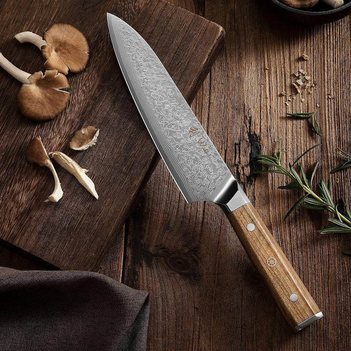 Wakoli Oribu Messer Küchenmesser 20 cm Klinge – Kochmesser aus 67 Lagen Damaststahl mit VG-10 Kern,