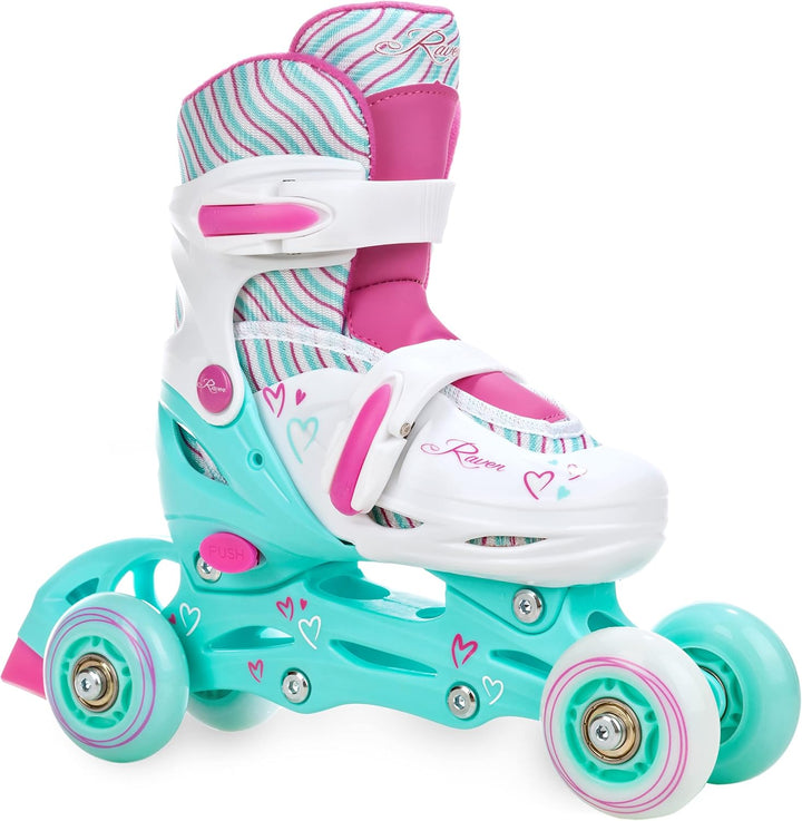 RAVEN 4in1 Inline Skates Triskates Rollschuhe Schlittschuhe Inliner für Kinder Mädchen verstellbar G