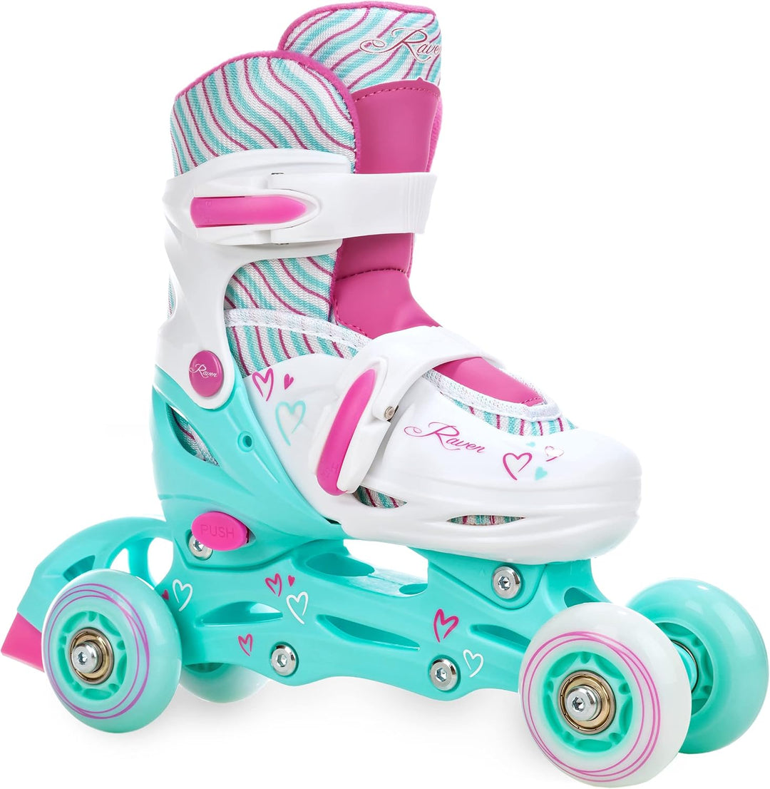 RAVEN 4in1 Inline Skates Triskates Rollschuhe Schlittschuhe Inliner für Kinder Mädchen verstellbar G
