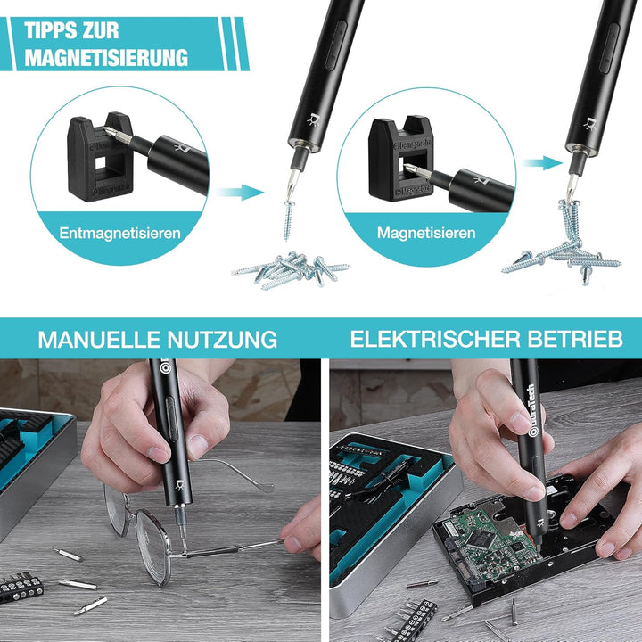 DURATECH Präzision Elektrischer Schraubendreher Set mit 50 Bits Mini Elektro Schraubendreher Kit 3,6