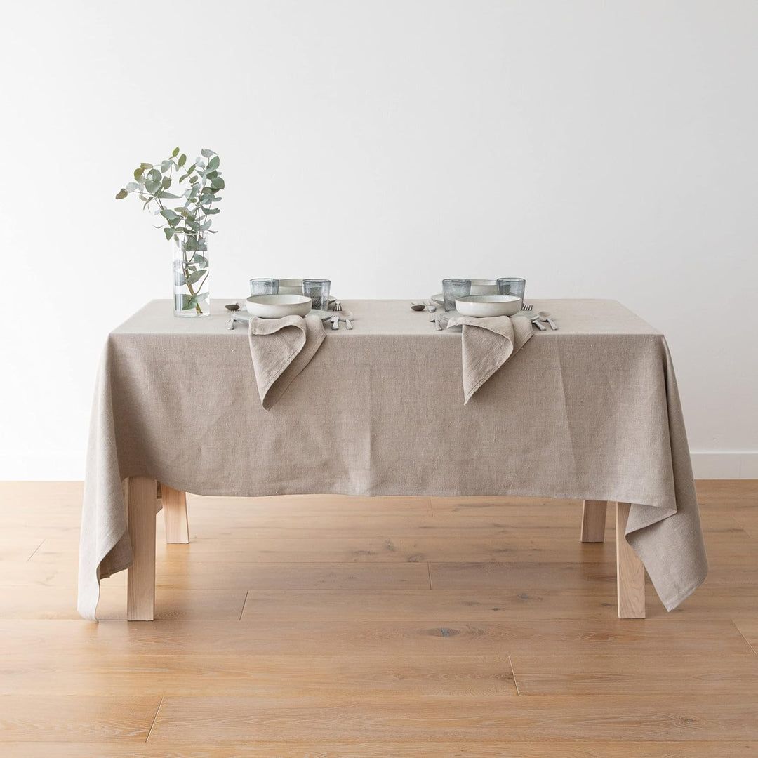 LinenMe, Lara Tischtuch aus beigefarbenem Leinen, 135 x 140 cm 0107902, 135 x 140 cm