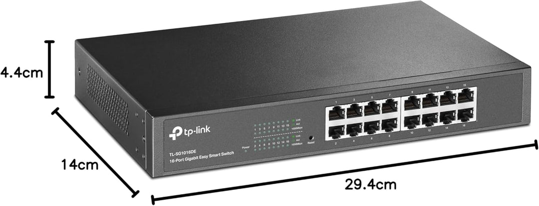 TP-Link TL-SG1016DE 16-Port Gigabit Netzwerk Managed Switch (13 Zoll Rack-Montage, Metallgehäuse, lü