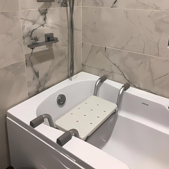 Hängender Bad Sitz, Badewannensitz, verstellbar, Badhocker, Weiss/Silber, Kunststoff, max. 136 kg Be