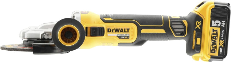 Dewalt 18 Volt 125 mm Akku-Flachkopfwinkelschleifer DCG405FN (800 Watt, bürstenloser Motor, flacher