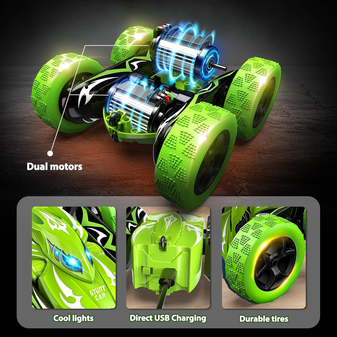 Ferngesteuertes Auto, 2,4GHz RC Auto Spielzeug ab 3-9 Jahre Junge, 360° Flip, Drehbare, LED Blinken,