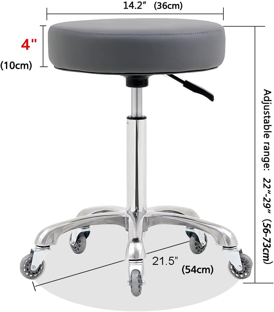 Ainilaily Hocker mit Rollen - Rollhocker höhenverstellbar 10cm Polsterung -Werkstatthocker Sitzhöhe
